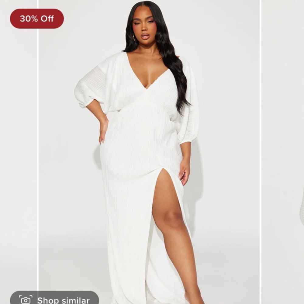 Fashion Nova Paloma Pleated Maxi Dress - White in 2x